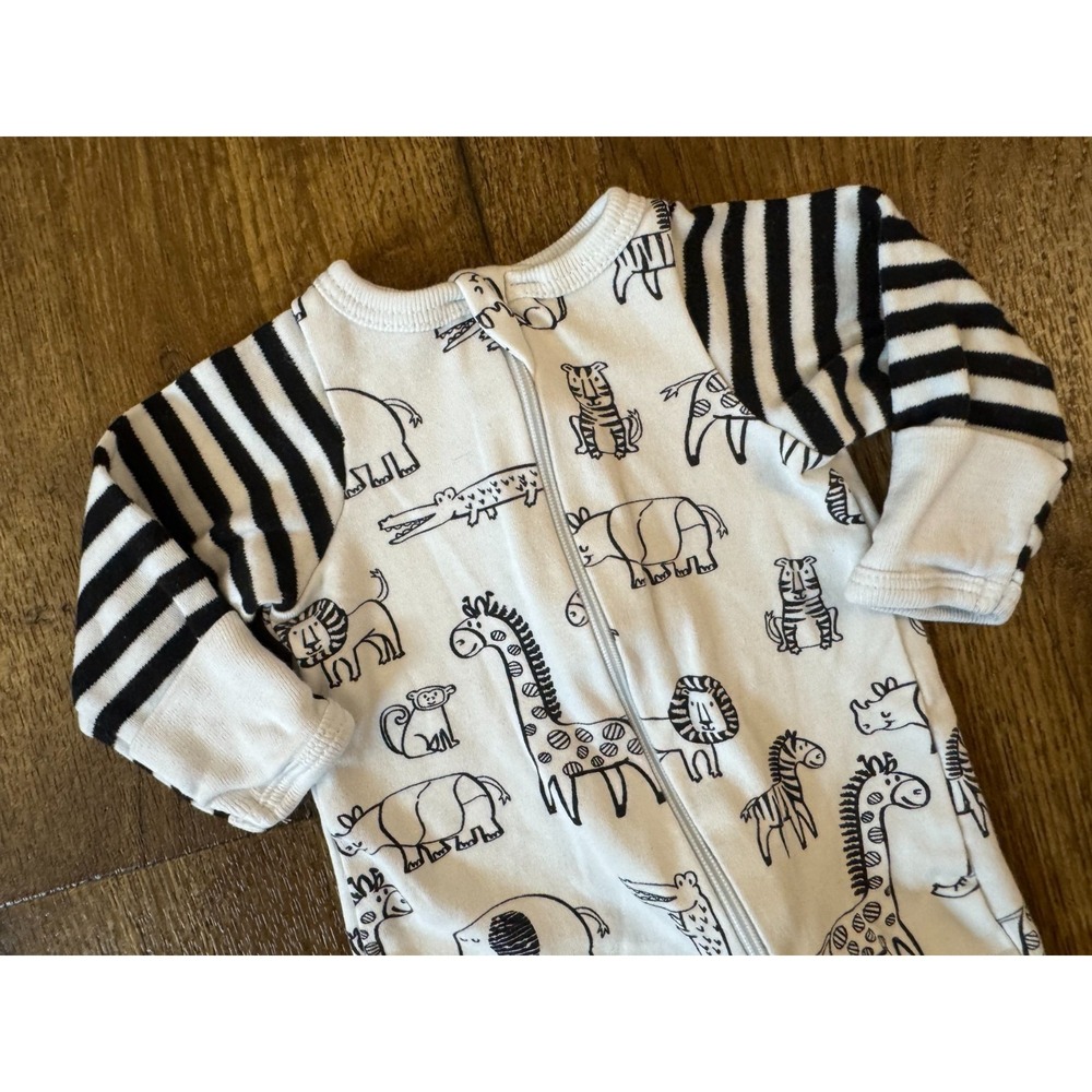 Preemie Baby‎ Boy Sleeper Outfit Romper Zipper Cotton Doll Black White Animals